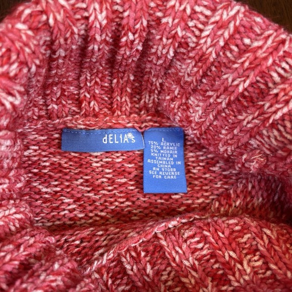 DELiAs Turtleneck Chunky Ribbed Knit Long Sleeve Mohair Blend Large Y2K Sweater - Picture 4 of 9